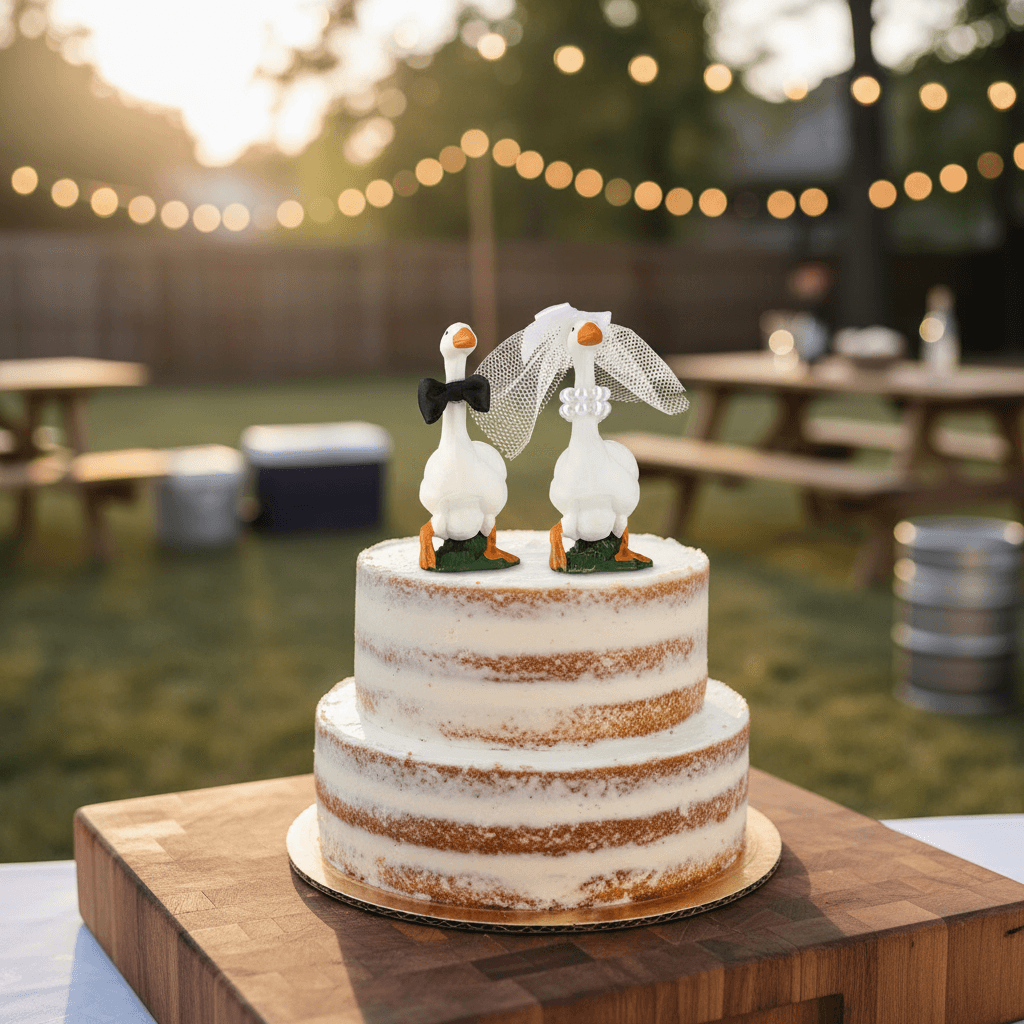 goose wedding cake topper
