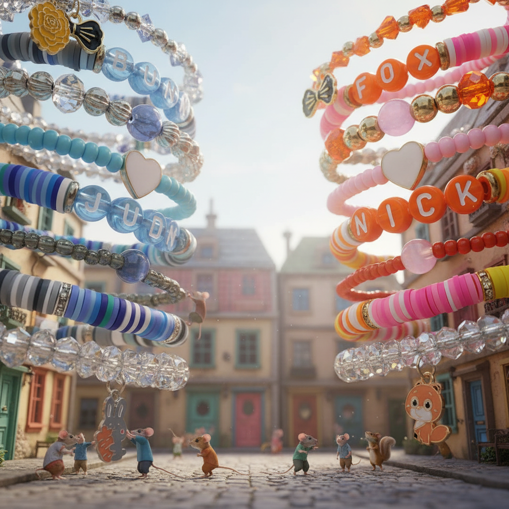 Minimalist beaded bracelet for adults, Zootopia themed.