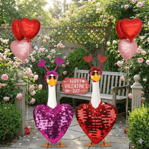Valentine’s Day porch goose outfits