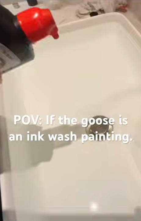 The woman is pouring ink into the sink