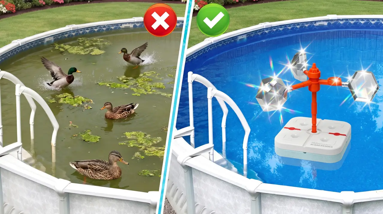 Before-and-After Comparison Using a pool duck deterrent
