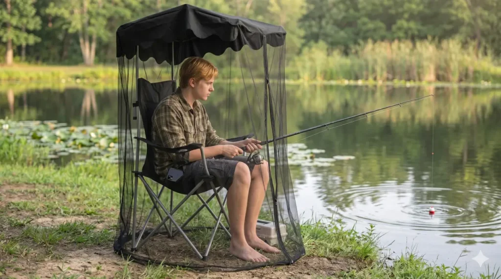 bug beater outdoor chair setup for fishing